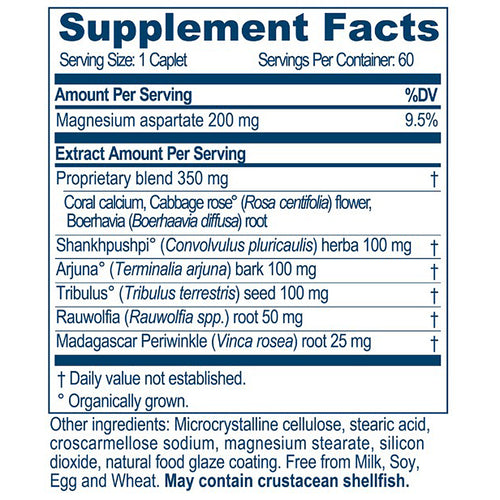 Supplement facts label with detailed ingredient list on a white background