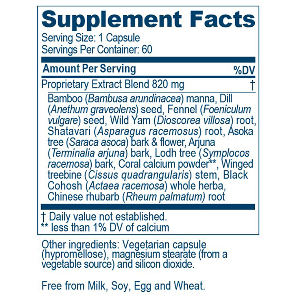 Supplement facts label with detailed ingredient list on a white background