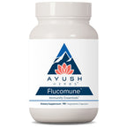 Ayush Herbs Flucomune dietary supplement bottle on a white background