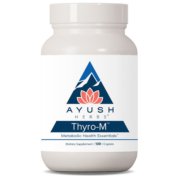 Ayush Herbs Thyro-M dietary supplement bottle on a white background