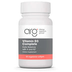 A bottle of Allergy Research Group Vitamin D3 Complete, containing 60 vegetarian softgels.