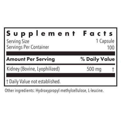 Allergy Research Group Kidney Beef Natural Glandular 100c
