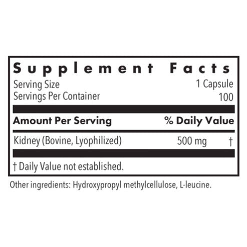 Allergy Research Group Kidney Beef Natural Glandular 100c