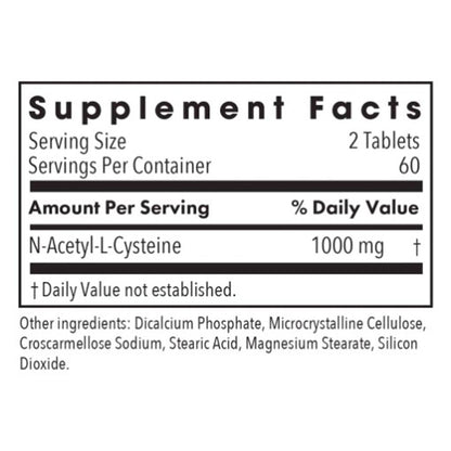 Allergy Research Group NAC N-Acetyl-L-Cysteine 120T