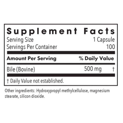 Allergy Research Group Ox Bile 500mg 100c