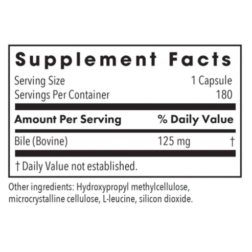 Allergy Research Group Ox Bile 125mg 180c