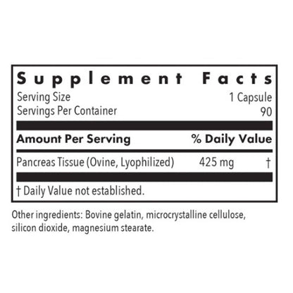 Allergy Research Group Pancreas Lamb Natural Glandular 90c