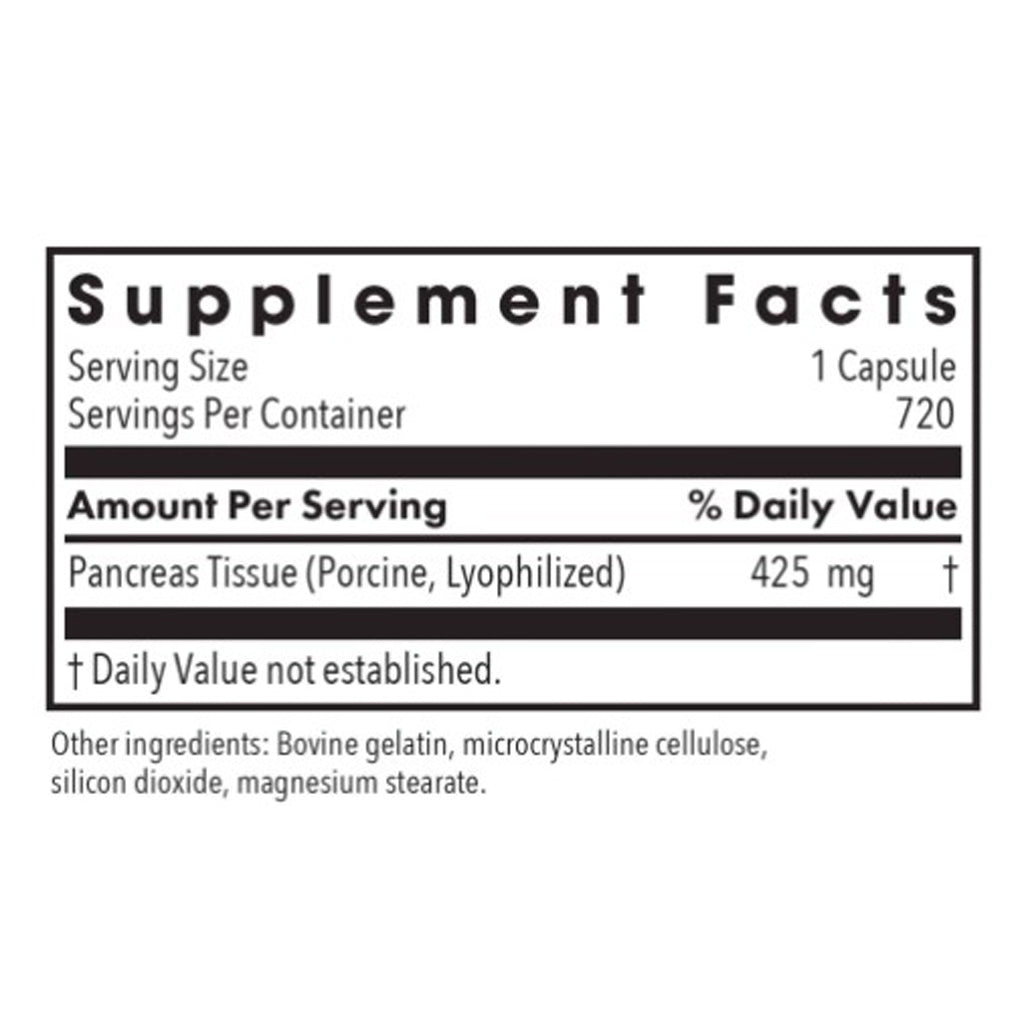 Allergy Research Group Pancreas Natural Glandular (Pork) 720c