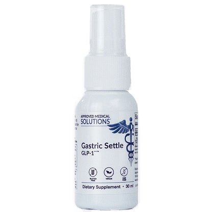 White spray bottle labeled 'Gastric Settle' on a white background