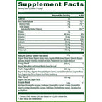 Supplement facts label with detailed nutritional information on a white background