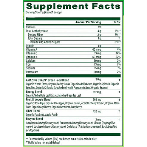Amazing Grass Super Greens Energy - Lemon/Lime (1.54lbs/700g) 100 servings