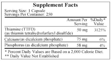 Ecological Formulas All Thiamine 50mg 250c