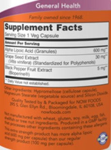 NOW Alpha Lipoic Acid 600mg 120vc