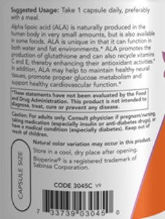 NOW Alpha Lipoic Acid 600mg 120vc