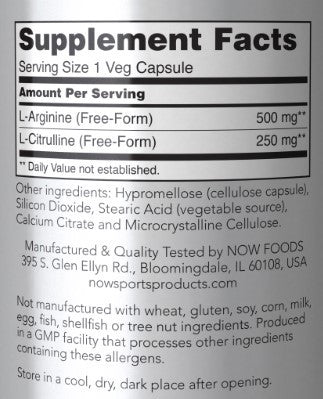 NOW Arginine & Citrulline 500/250 mg 120vc