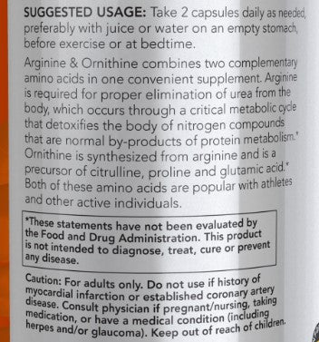NOW Arginine & Ornithine 500/250 mg 100c