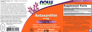 NOW Astaxanthin 4mg Veggie Softgels 60vg