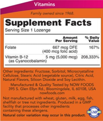 NOW B-12 5000mcg 60 lozenges