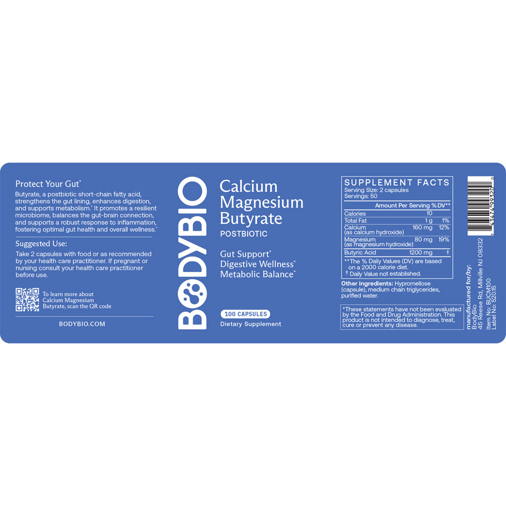 BodyBio Calcium/Magnesium Butyrate 100 caps