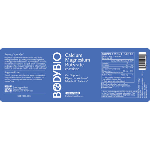 BodyBio Calcium/Magnesium Butyrate 100 caps