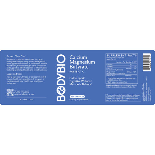 BodyBio Calcium/Magnesium Butyrate 250 caps
