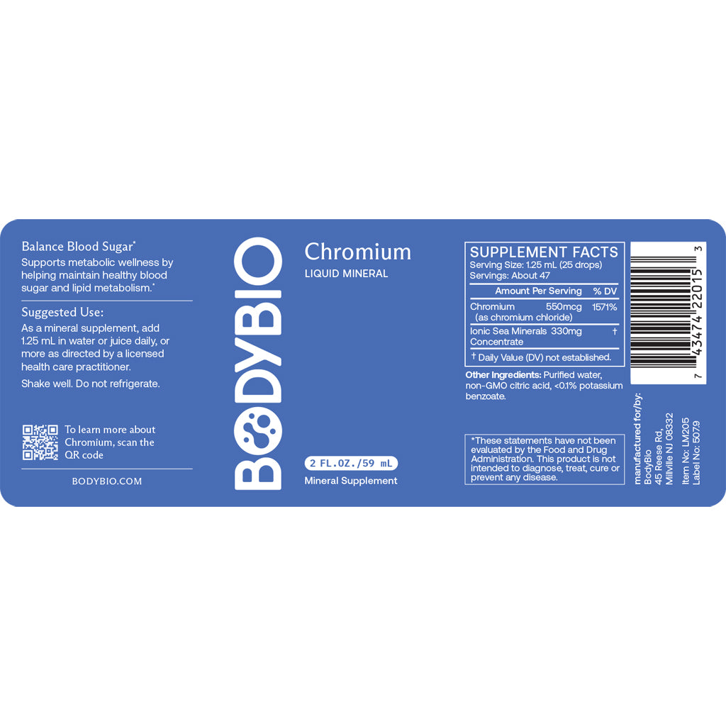 BodyBio Chromium Liquid Mineral  2 oz.
