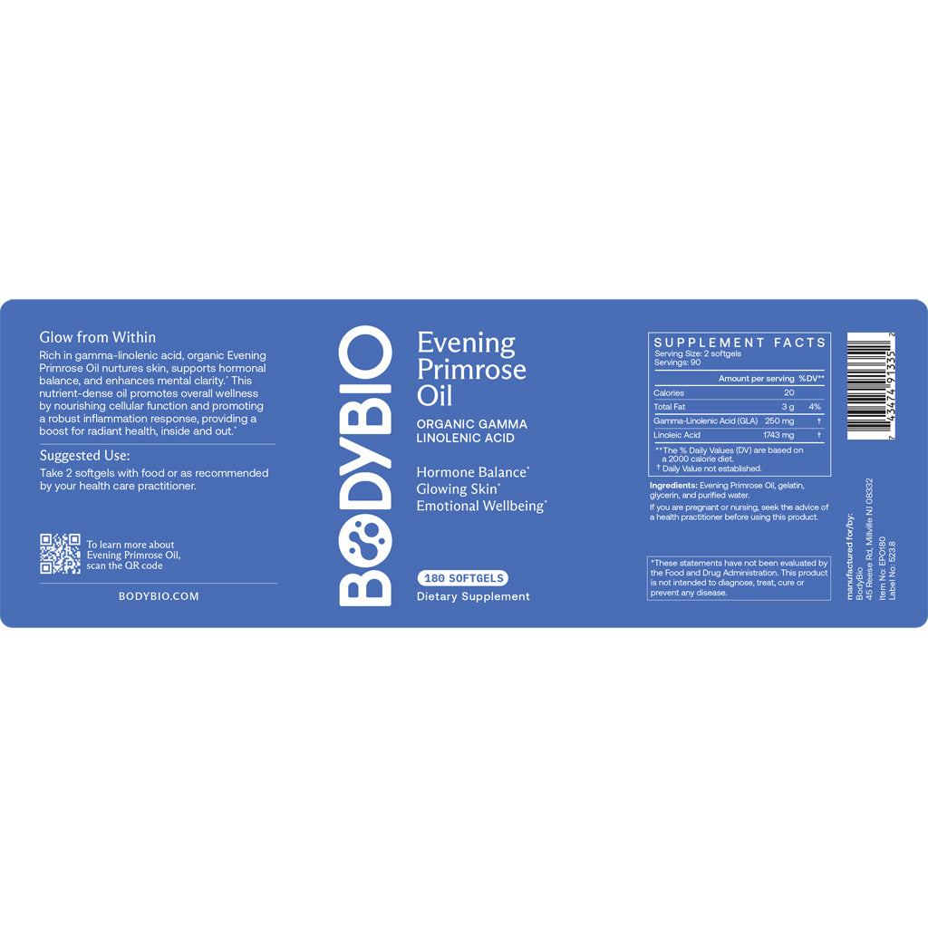 BodyBio Evening Primrose Oil 180sg