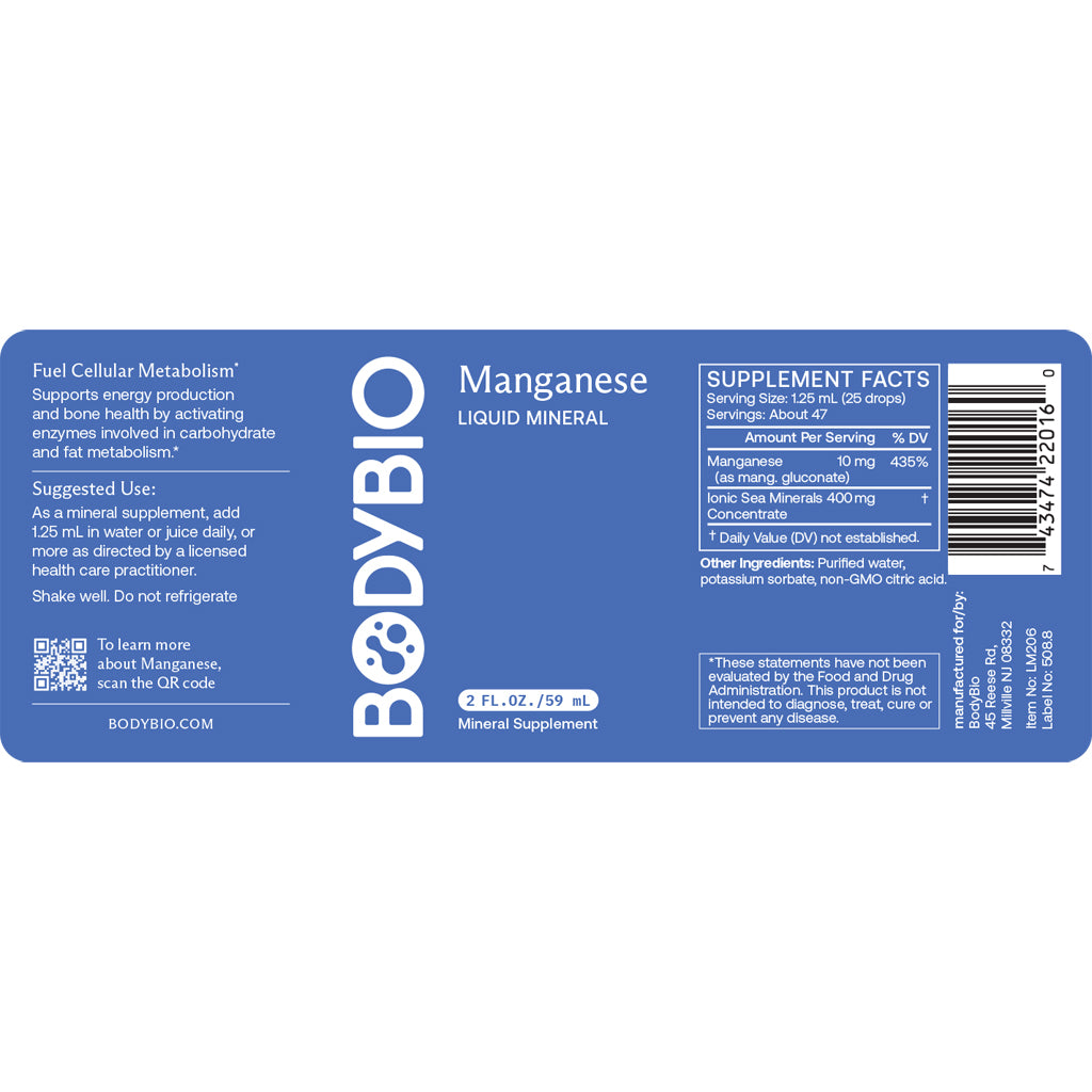 BodyBio Manganese Liquid Mineral 2 oz.