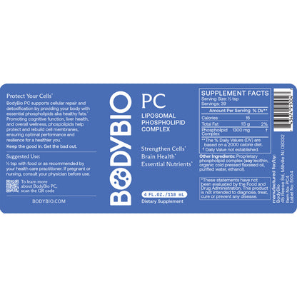 BodyBio PC (Liposomal Phospholipid Complex) 4 oz. Liquid