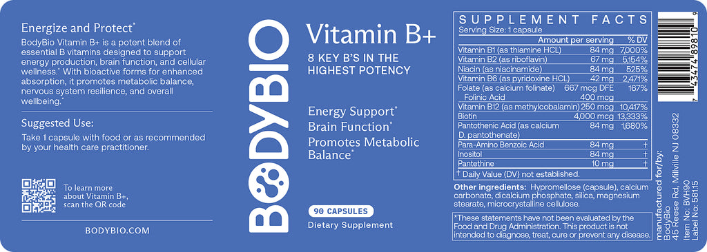 BodyBio Vitamin B+ 90c