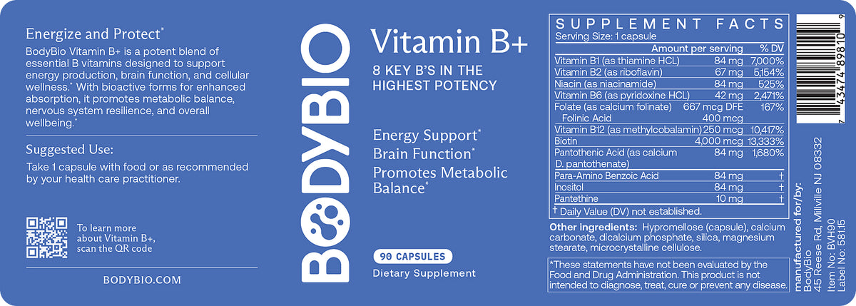 BodyBio Vitamin B+ 90c