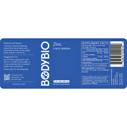 BodyBio Zinc Liquid Mineral 2 oz.