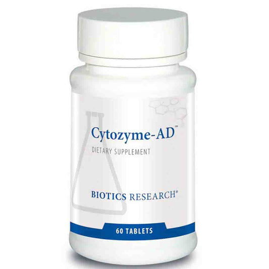 Cytozyme-AD dietary supplement bottle by Biotics Research on a white background