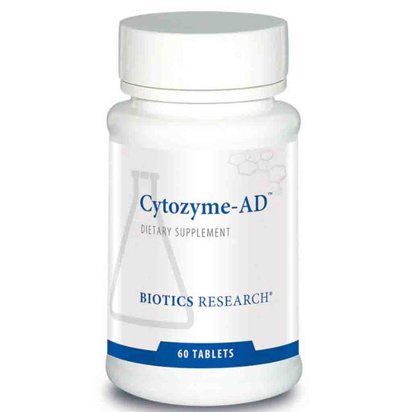 Cytozyme-AD dietary supplement bottle by Biotics Research on a white background