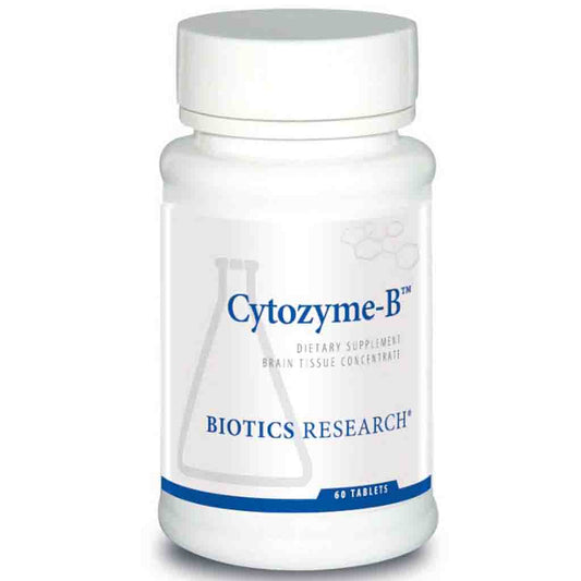 Bottle of Cytozyme-B dietary supplement by Biotics Research on a white background