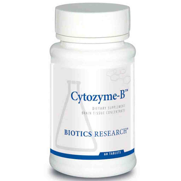 Bottle of Cytozyme-B dietary supplement by Biotics Research on a white background