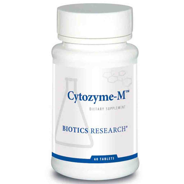 Cytozyme-M dietary supplement bottle by Biotics Research on a white background