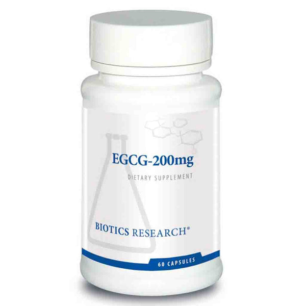 Biotics Research EGCG-200mg dietary supplement bottle on a white background