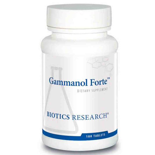 Bottle of Gammanol Forte dietary supplement by Biotics Research on a white background
