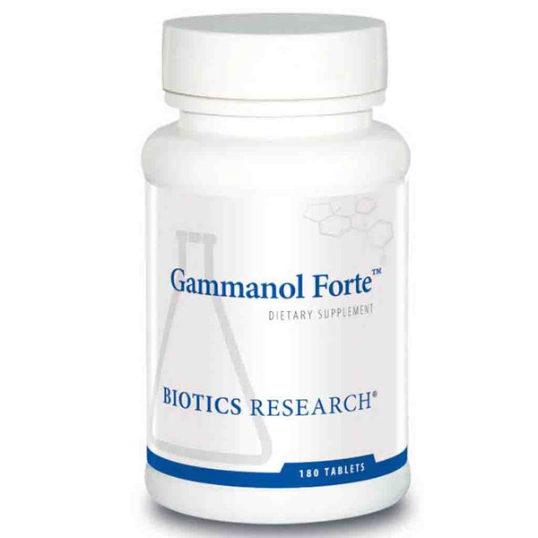 Bottle of Gammanol Forte dietary supplement by Biotics Research on a white background