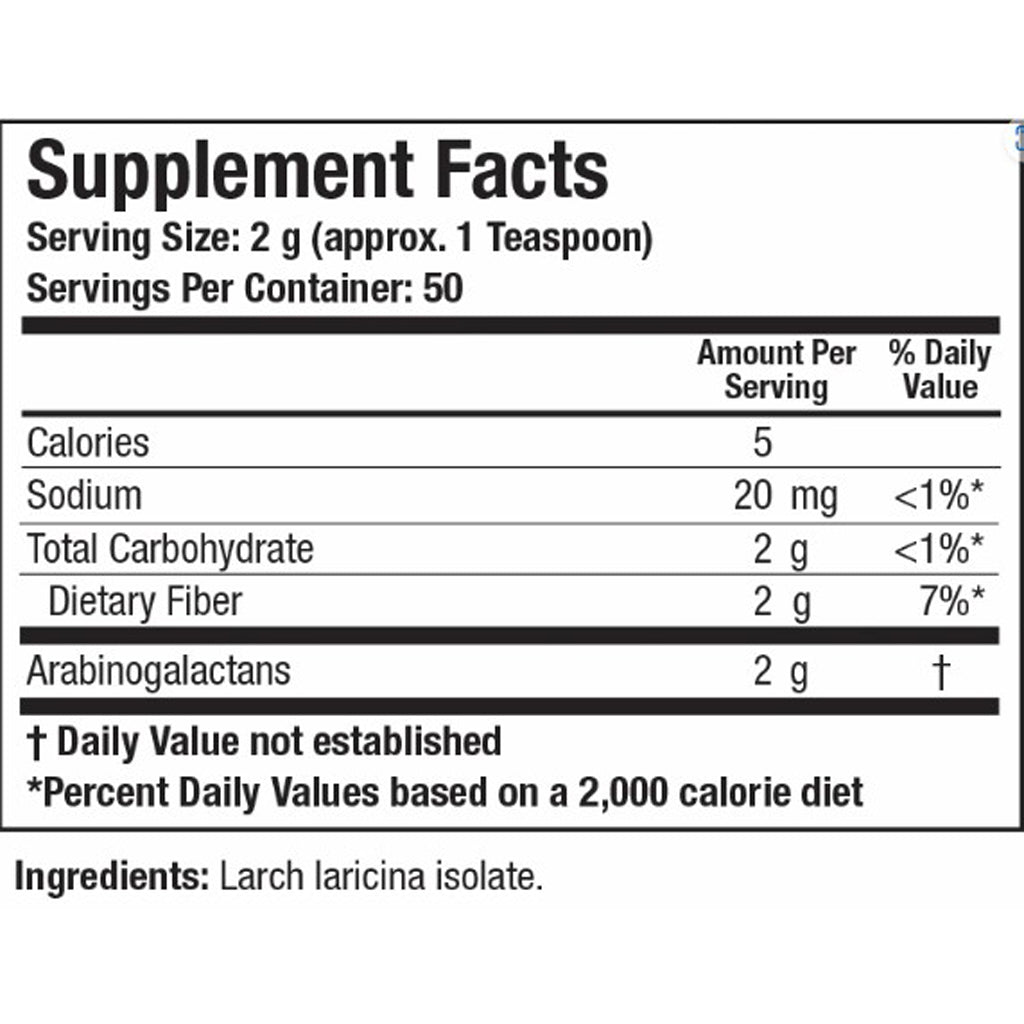 Supplement facts label with nutritional information on a white background