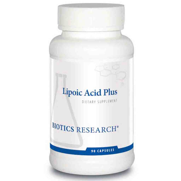 Biotics Research Lipoic Acid Plus dietary supplement bottle on a white background