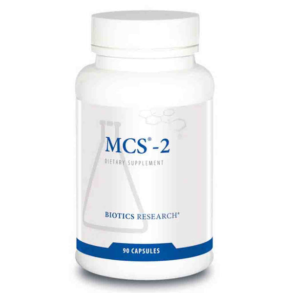 Supplement bottle labeled 'MCS-2' by Biotics Research on a white background