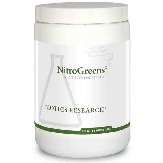 NitroGreens container by Biotics Research on a white background