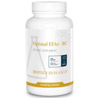 Supplement bottle labeled 'Optimal EFAs - BC' by Biotics Research on a white background