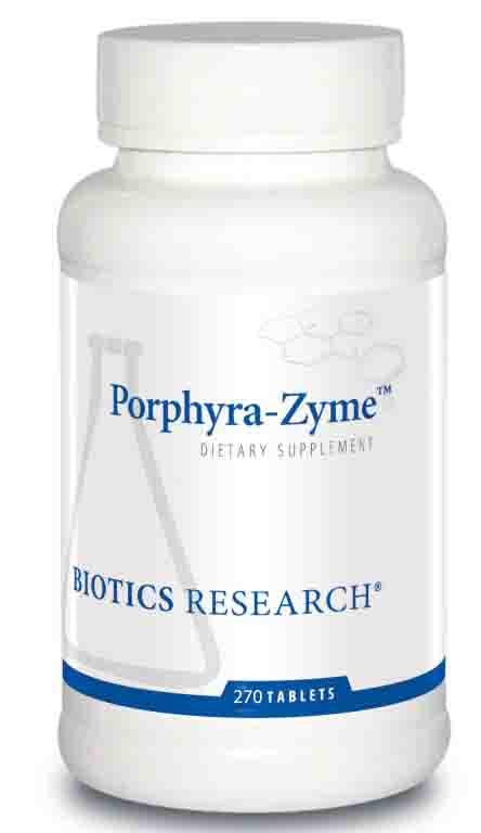 Porphyra-Zyme supplement bottle by Biotics Research on a white background