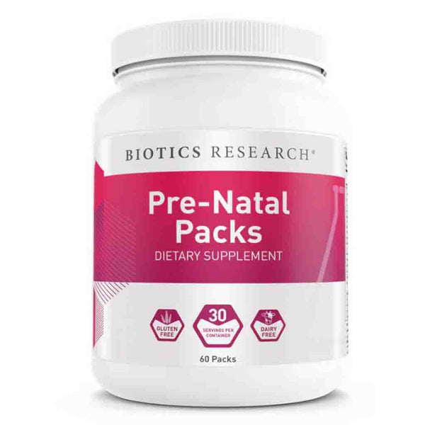 Biotics Research Pre-Natal Packs dietary supplement container on a white background