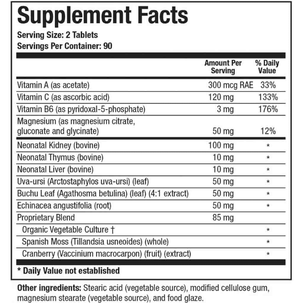 Supplement facts label with detailed nutritional information on a white background