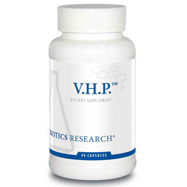 VHP dietary supplement bottle on a white background