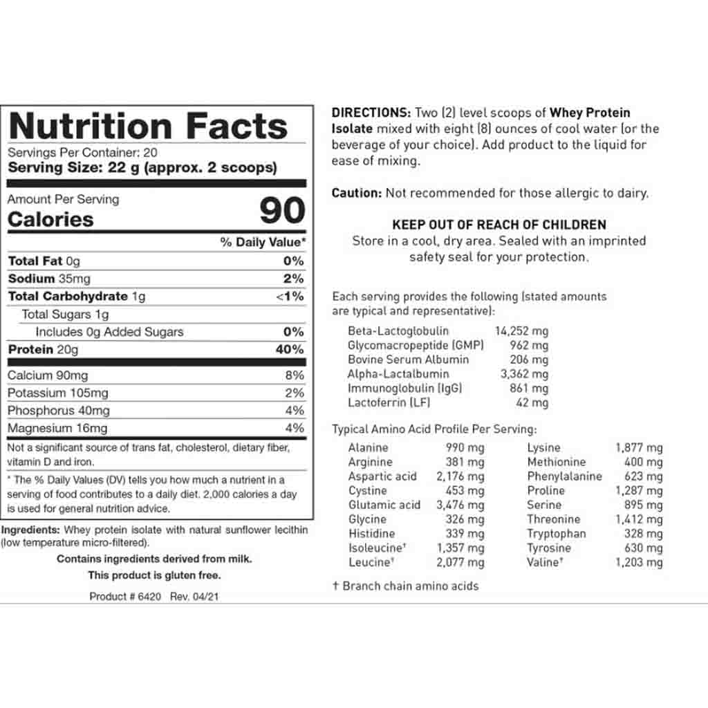 Biotics Research Whey Protein Isolate Plain 16oz.